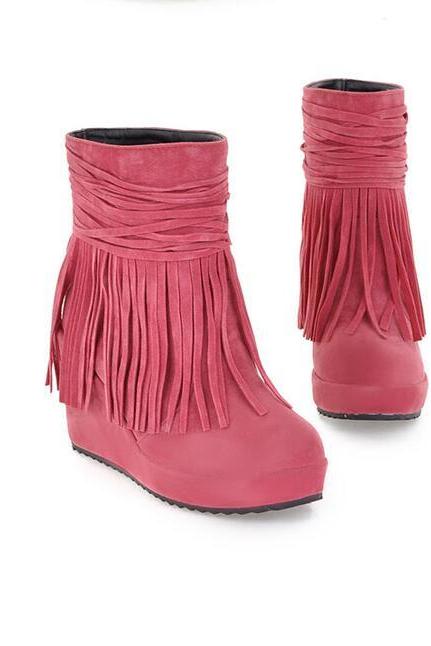 Tassel High-heeled Women Ankle Boots Shoes