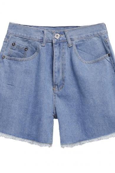 Women Fashion Summer High Waist Denim Shorts Retro Casual Jeans Plus Size Shorts
