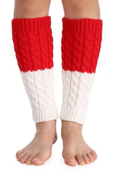 Avidlove European Women Lady Girl Leg Warmer Patchwork Splicing Knit Crochet Boots Cuffs