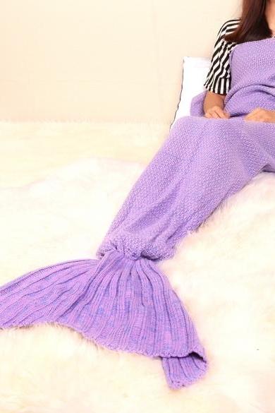 Adult Handmade Knitted Crochet Mermaid Tail Shape Blanket Sleeping Sofa Blanket