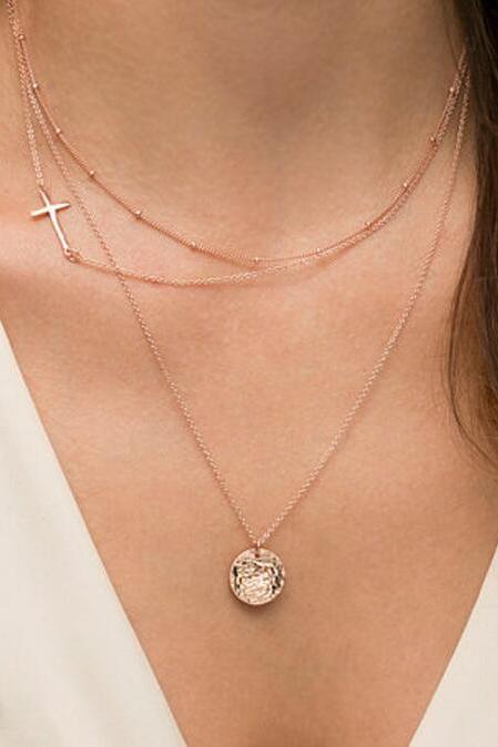 Good Luck Cross Multilayer Sequins Necklace