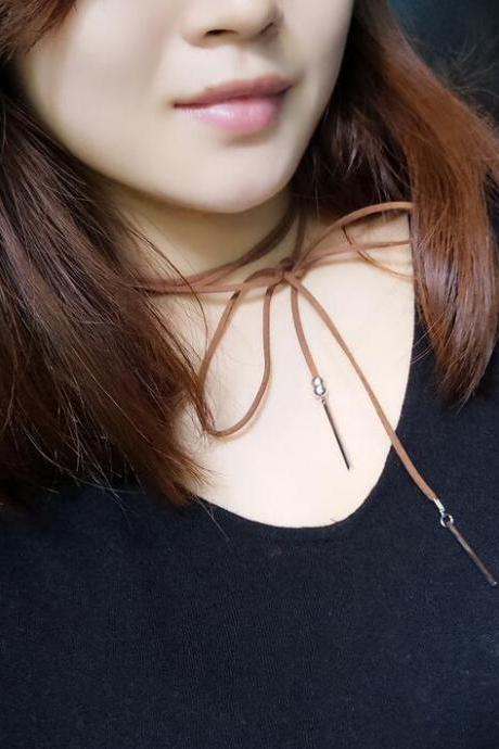 Lint Copper Stripe Simple Necklace