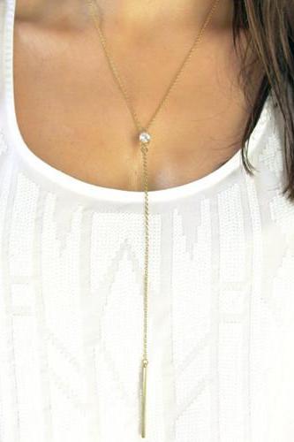 Metal Tassel Lady's Long Sweater Chain Necklace