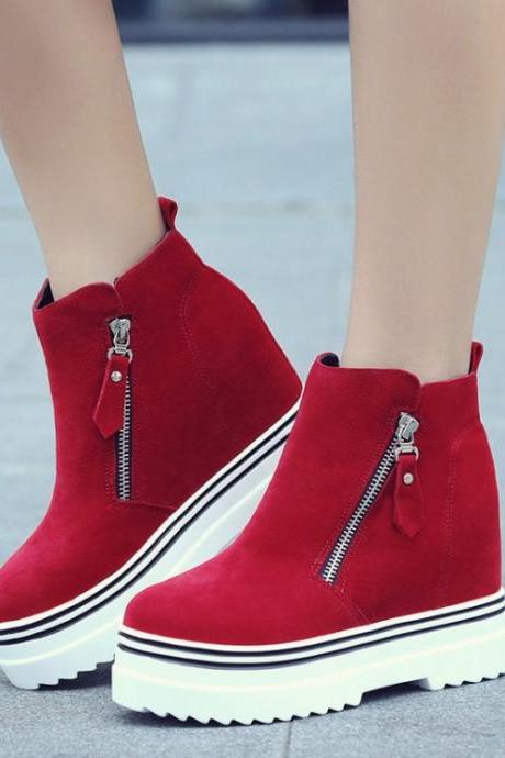 Fashion Increased Thick Bottom Wedge Ankle Boots