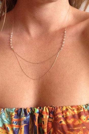 Handmade Beaded Crystal Double Short Necklace
