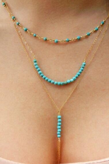 Typhus Beads Multiple Tassel Lady&amp;amp;#039;s Necklace