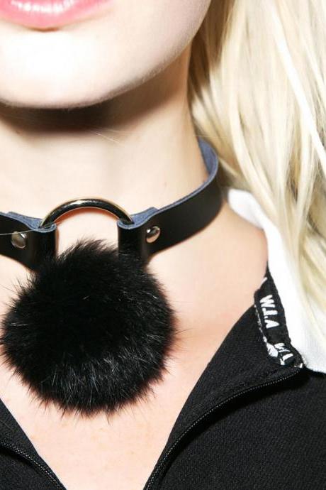 Wire Fringed Leather Collars Necklace