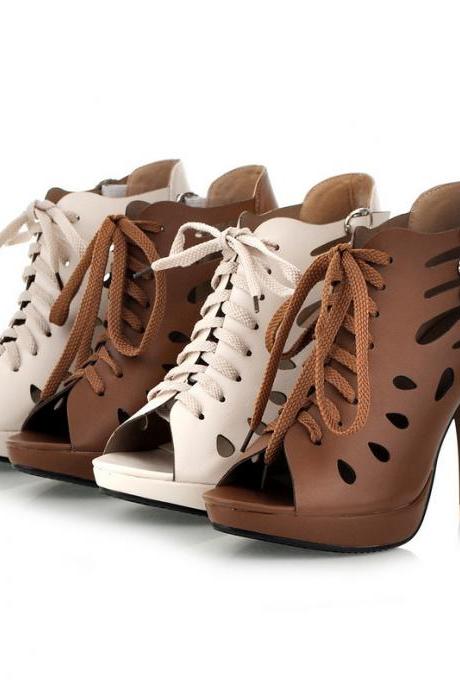 Sexy Hollow Out Lace Up Buckle Sandals