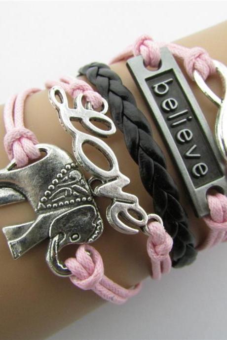 Elephant 8 LOVE Multielement Colored Fashion Bracelets