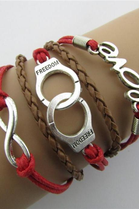 Handcuffs LOVE 8 Knitting Christmas Leather Bracelet
