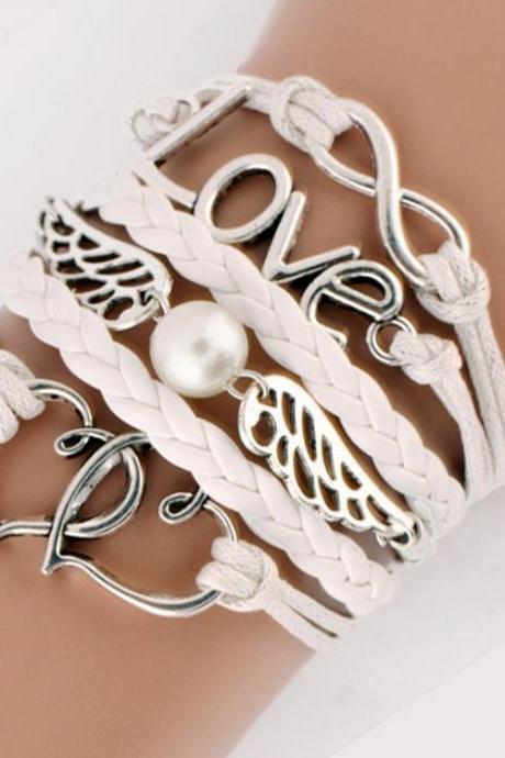 Double Heart Angel Wings Fashion Bracelets