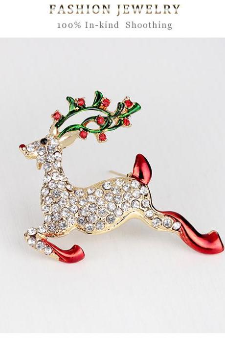 High-grade Christmas deer brooch brooch