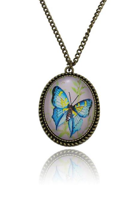 Chinese Style Butterfly Time Diamond Pendant Necklace