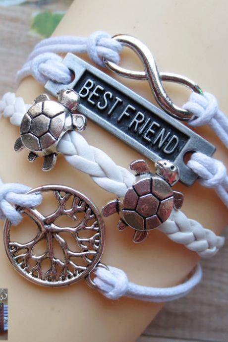 Tree Of Life Bestfriend Tortoise Leather Cord Bracelet