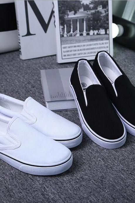 Canvas Slip-On Sneakers in White or Black
