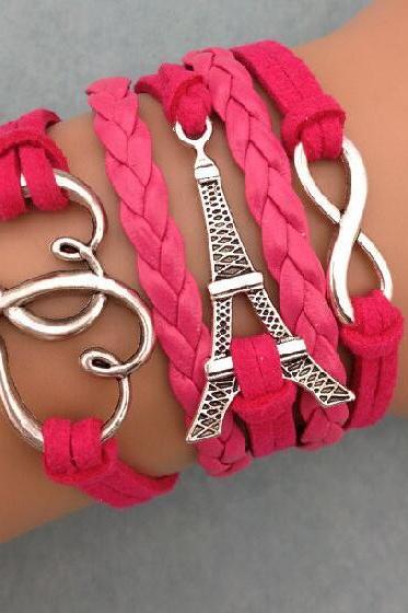 Eiffel Tower Heart Wax String Woven Bracelet