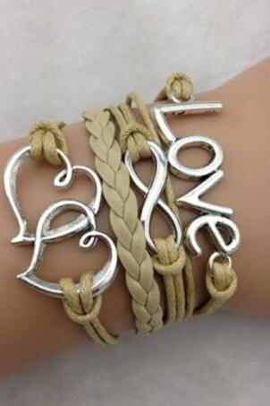 Love Heart Leather Cord Bracelet