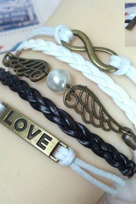 Romantic Angel's Wings Pearl Woven Bracelet
