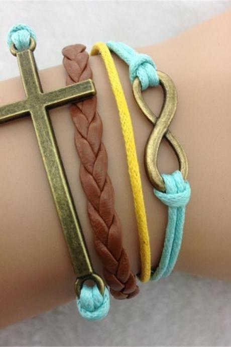 Fashion Cross Multicolor Woven Bracelet