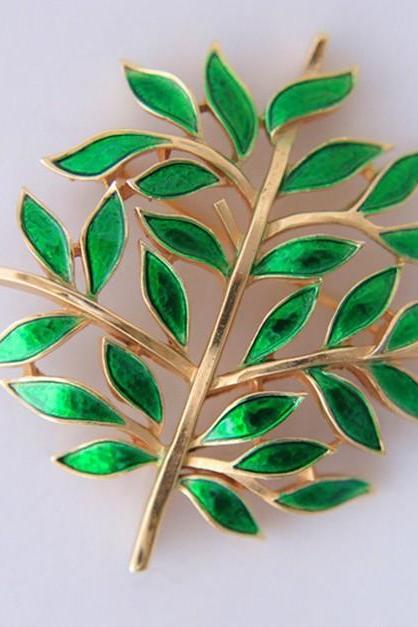 Antique style classic Mori leaves Brooch