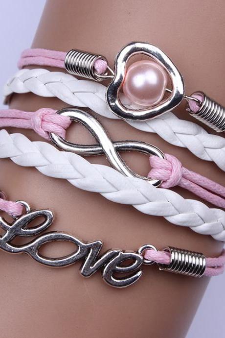 Heart Pearl Woven Multilayer Bracelet