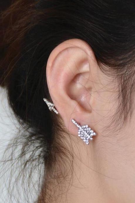 Exaggerate Crystal Separate Arrow Earrings