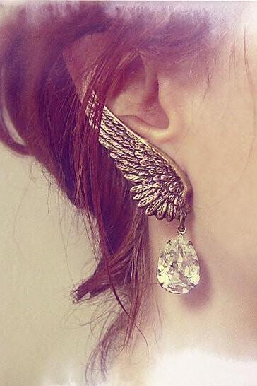 Luxury Angel Wings Crystal Tassel Earrings