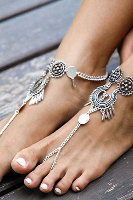 Exaggerate National Drop Pendant Tassel Anklet