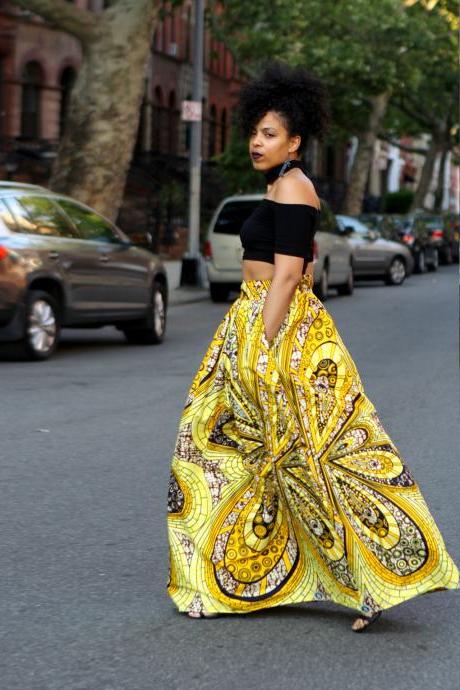 African Fashion Printed High Waist Skirt