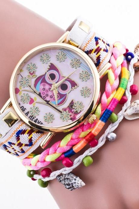 Colorful Owl Dial Conch Quartz Watch