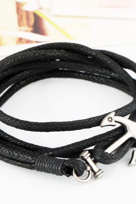Popular Anchor Decorate Leather Bracelet