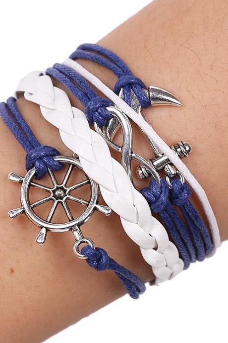 Anchor Rudder Wax Rope Bracelet