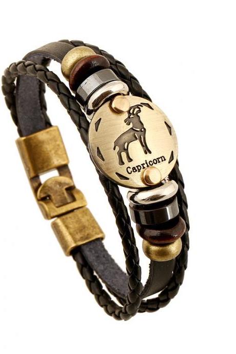 Capricorn Constellation Leather Bracelet