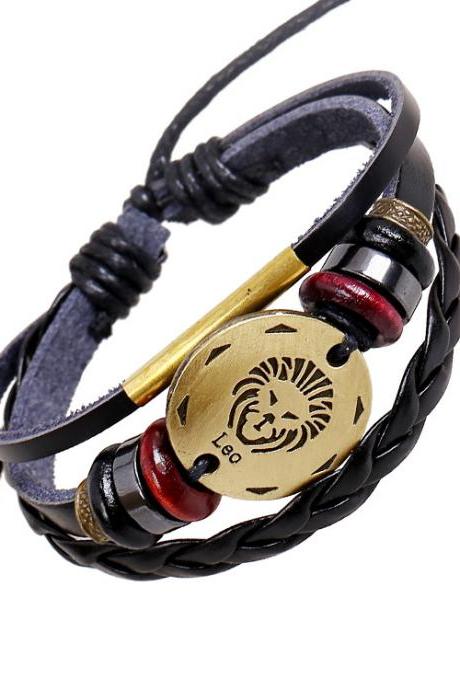 Leo Constellation Woven Leather Bracelet