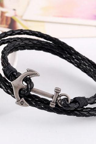 Fashion Anchor Leather Multilayer Bracelet