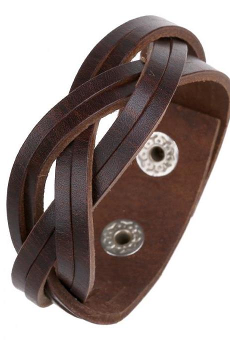 Wide Braided Leather Woven Bracelet