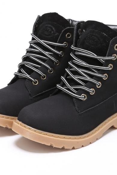 New Women Synthetic Leather Boot Lace Up Outdoor Ankle Boot Shoes