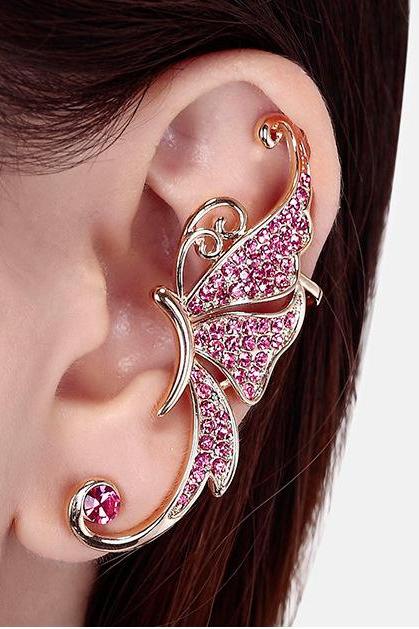 Beautiful Crystal Butterfly Single Ear Clip