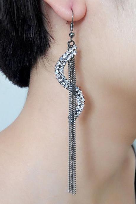 Exaggerated Crystal Tassels Party Earrings