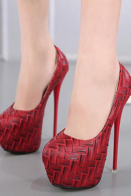 Ultra Stiletto Heel Weavas Print Joker High-heeled Shoes