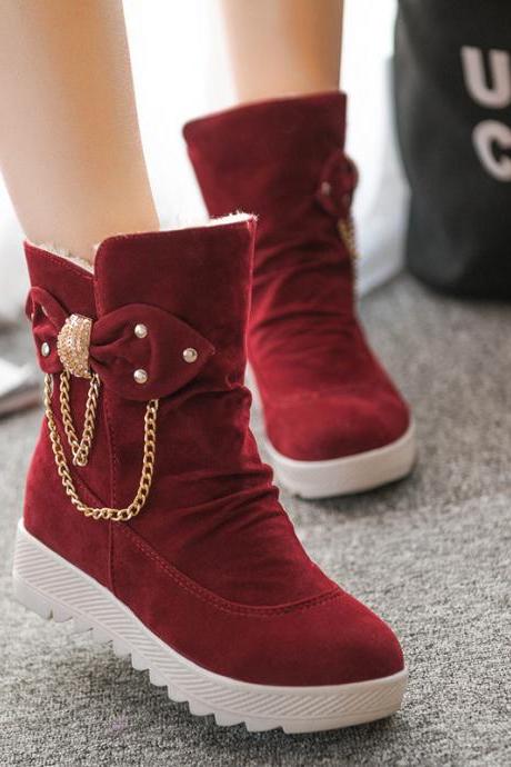 Thick Bottom Increased Metal Chain Short Boots
