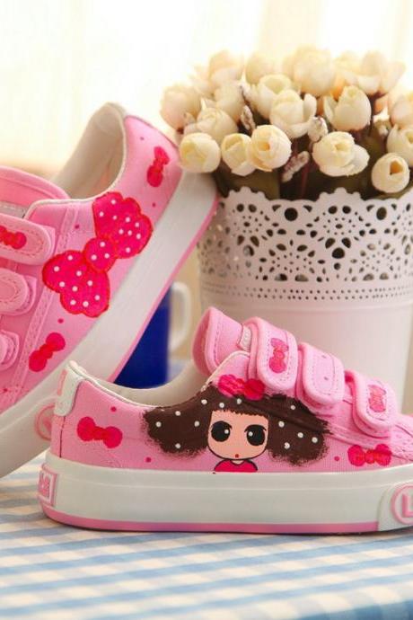 Cute Velcro Hand-Painted Canvas Sneakers