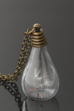 Water Drop Glass Dandelion Necklace