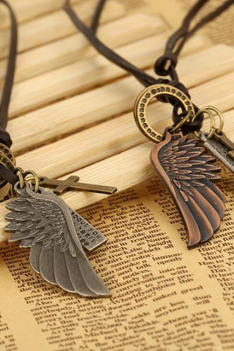 Angel wings Leather Necklace