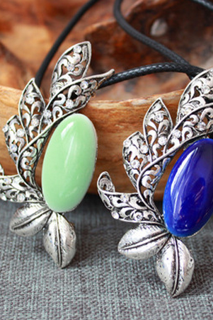 Folk style kiln ceramic beads Long Necklace