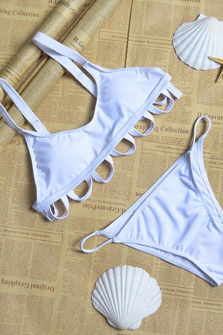 Solid Circle Two Pieces Swimwear