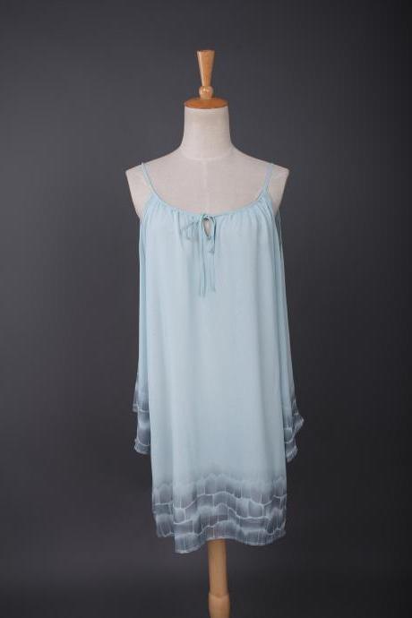Pure Color Chiffon V-neck Camisole Long Sleeve Dresses