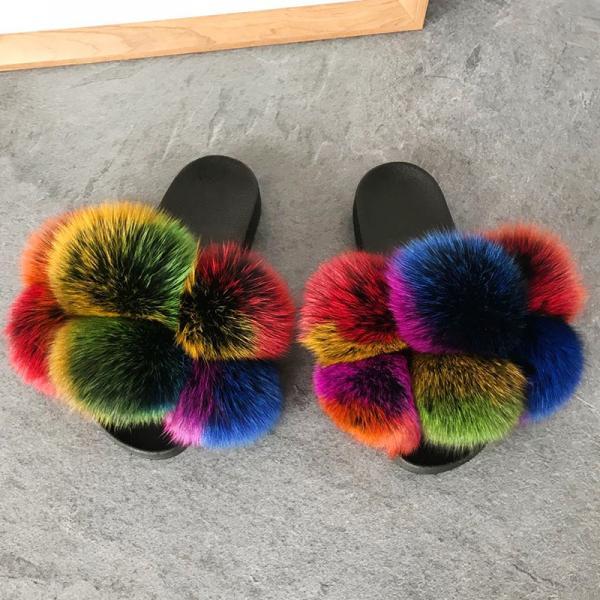 Wide fur slides sale