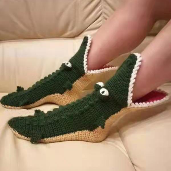 Solid Color Big Eye Christmas Crocodile Socks Home Floor Socks Warm Knitted Wool Socks