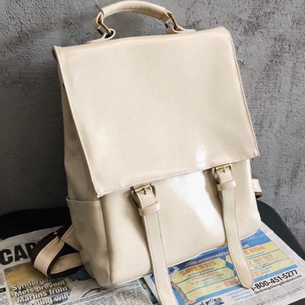 CREAM Simple Vintage Solid Color Backpack